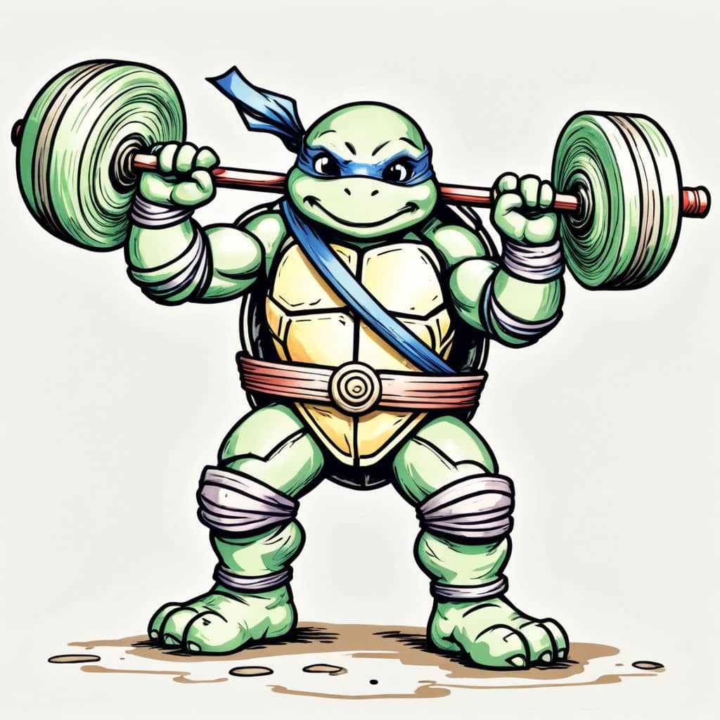 Colored Raphael - Ninja Turtle lifting weights