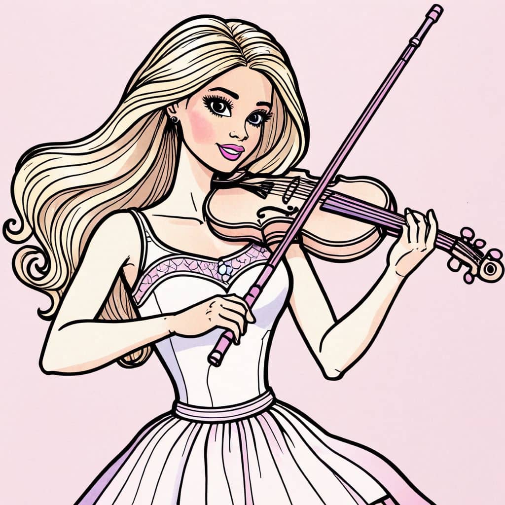 Colored Barbie playing the violin