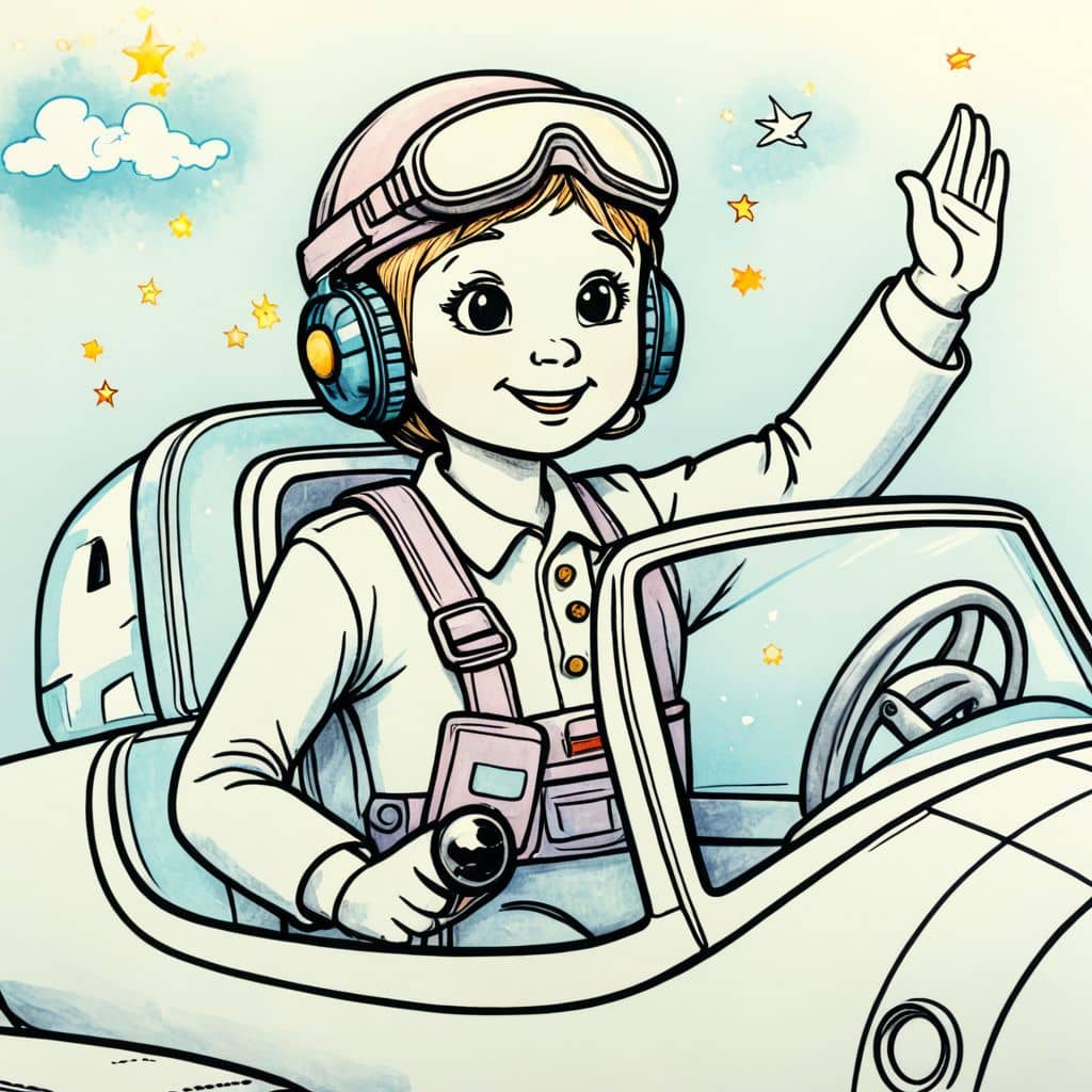 Colored Pilot waving from cockpit.