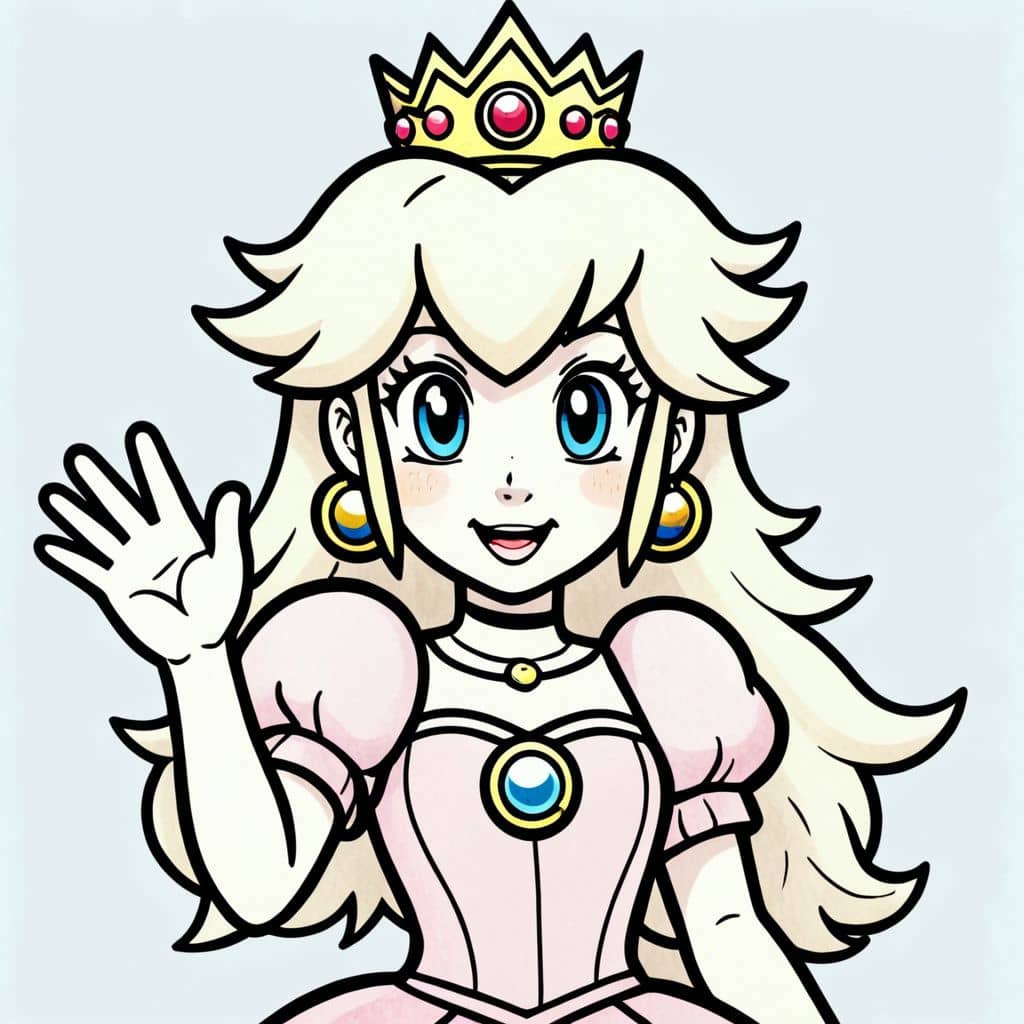 Colored Princess Peach - waving