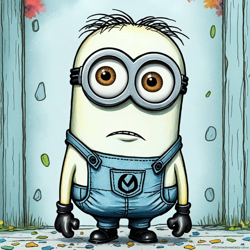 Colored Minion from Despicable Me wearing glasses