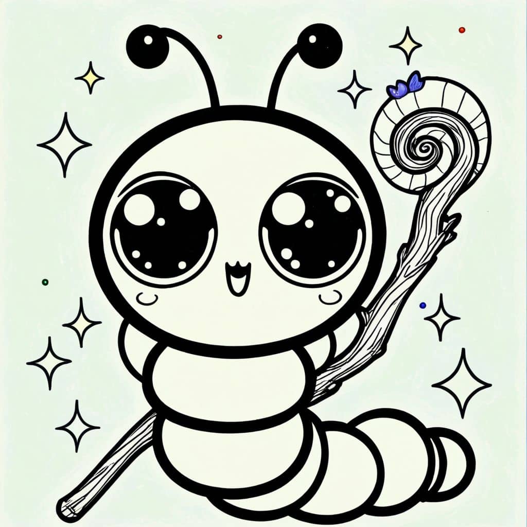 Colored Caterpillar with Magic Wand