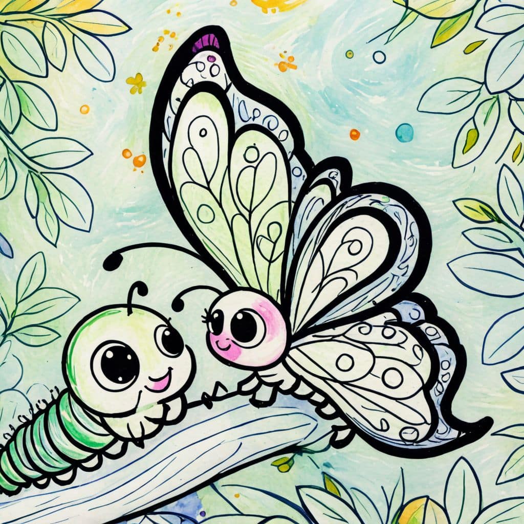 Colored Butterfly teaching caterpillar