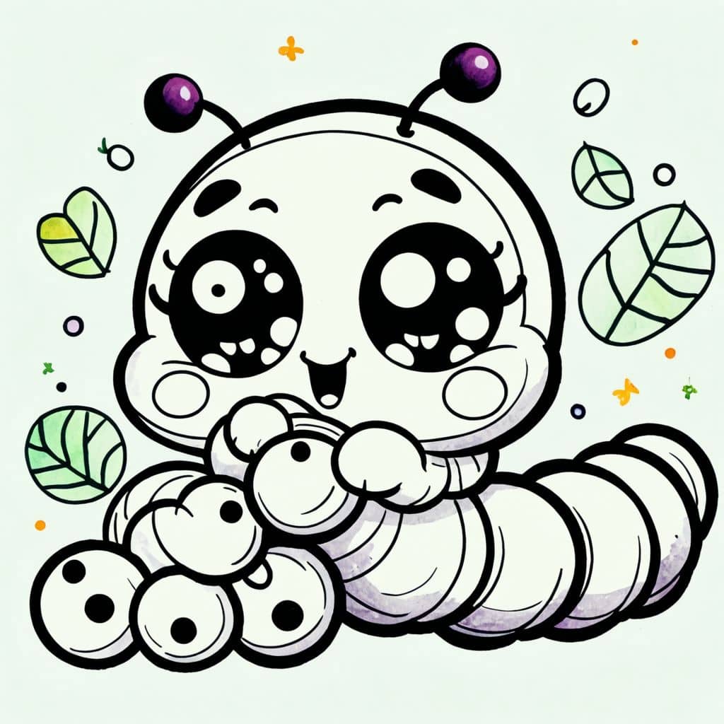Colored Caterpillar eating sweet berries