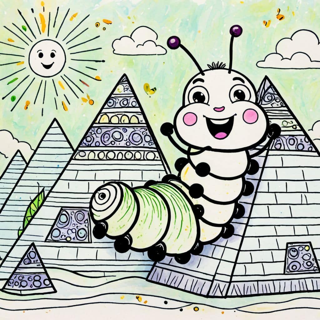 Colored Caterpillar atop Egyptian Pyramids