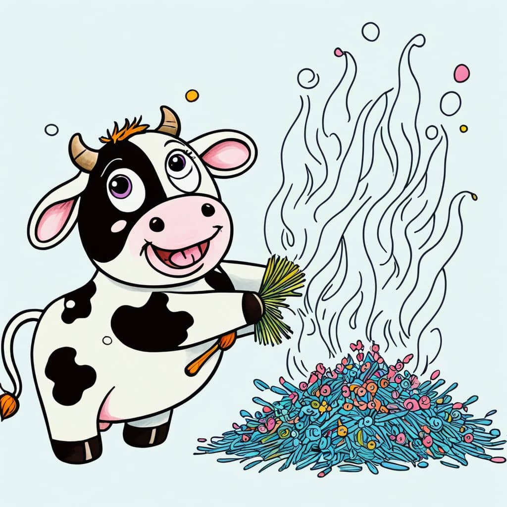 Colored Cow extinguishing a large fire