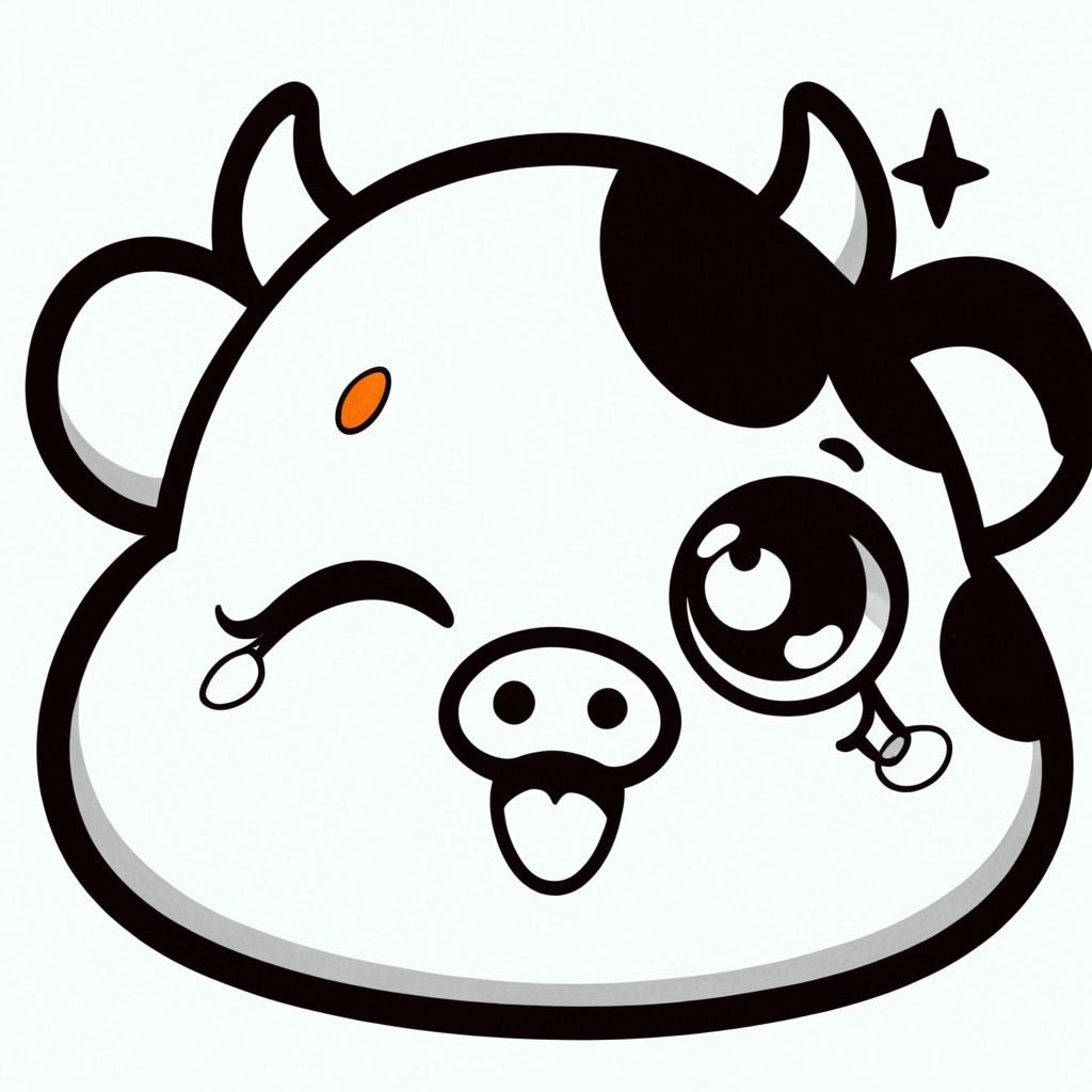 Colored Cow winking with heart eyes
