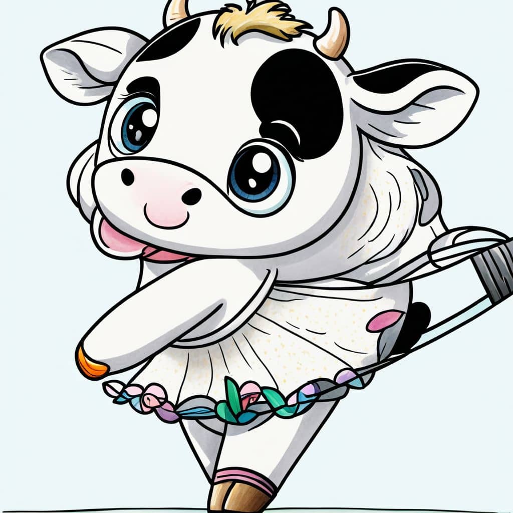 Colored Cow performing pirouette