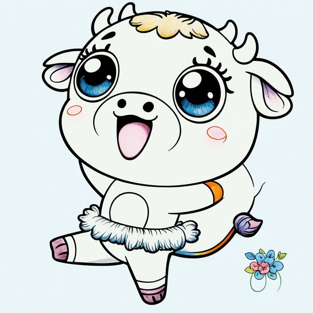 Colored Cow wearing ballet slippers