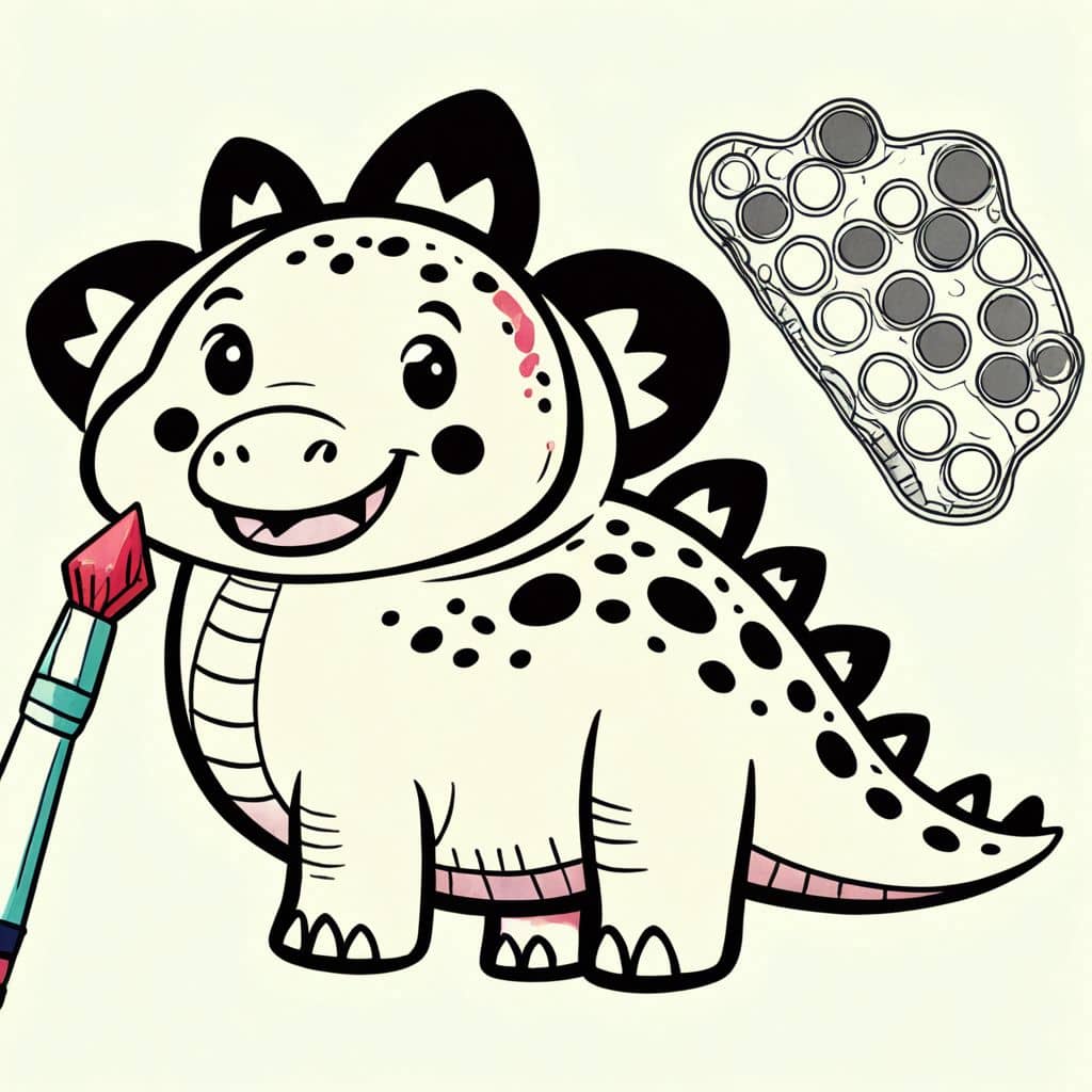 Colored Stegosaurus painting