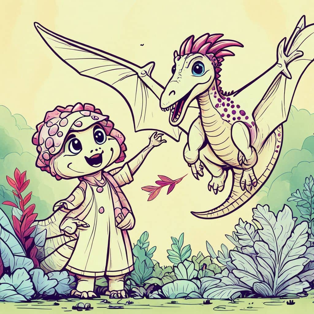 Colored Human taming Pterodactyl