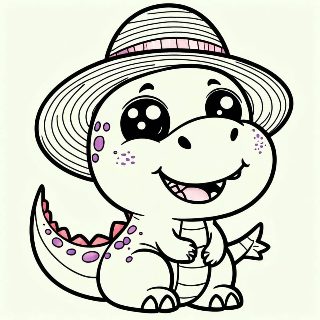 Colored Brachiosaurus wearing sunglasses and hat