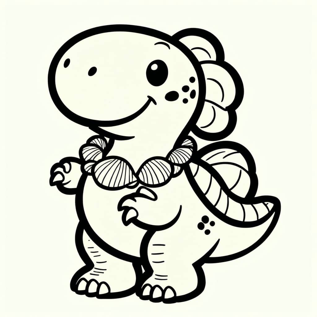Colored Dinosaur with seashell necklace