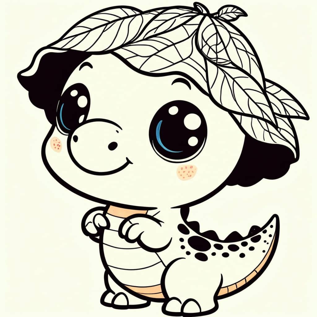Colored Dinosaur wearing leaf hat
