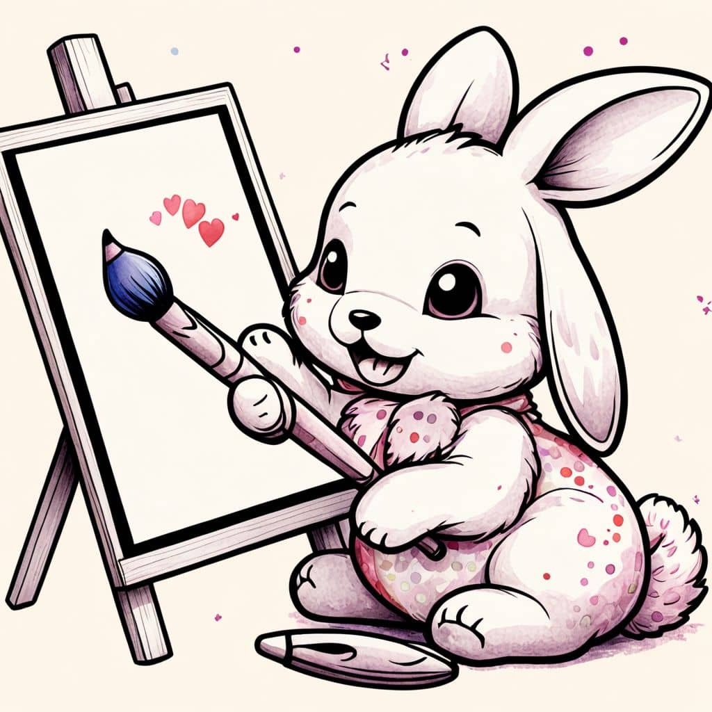 Colored Bunny Painting Artwork