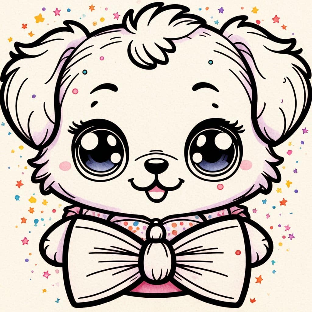 Colored Puppy with Oversized Bowtie