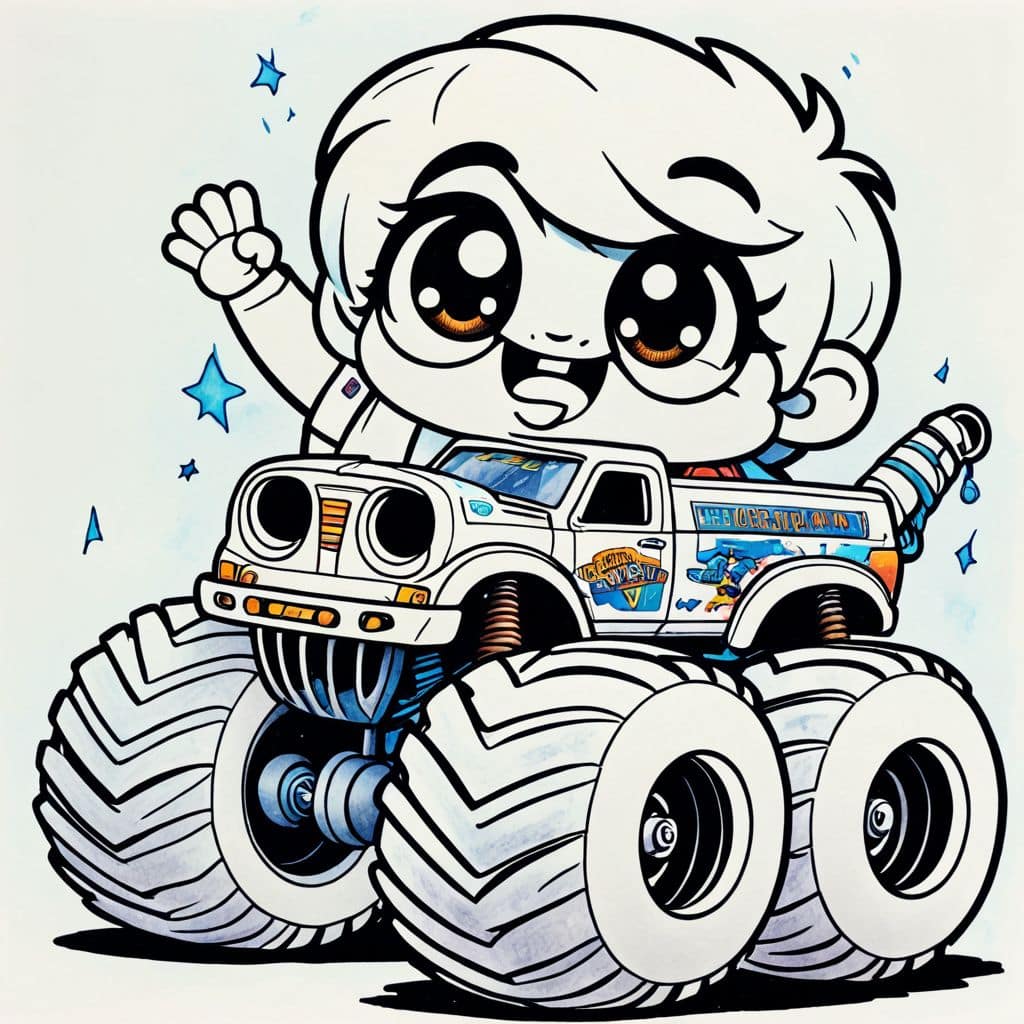 Colored Driver Waving from Grave Digger
