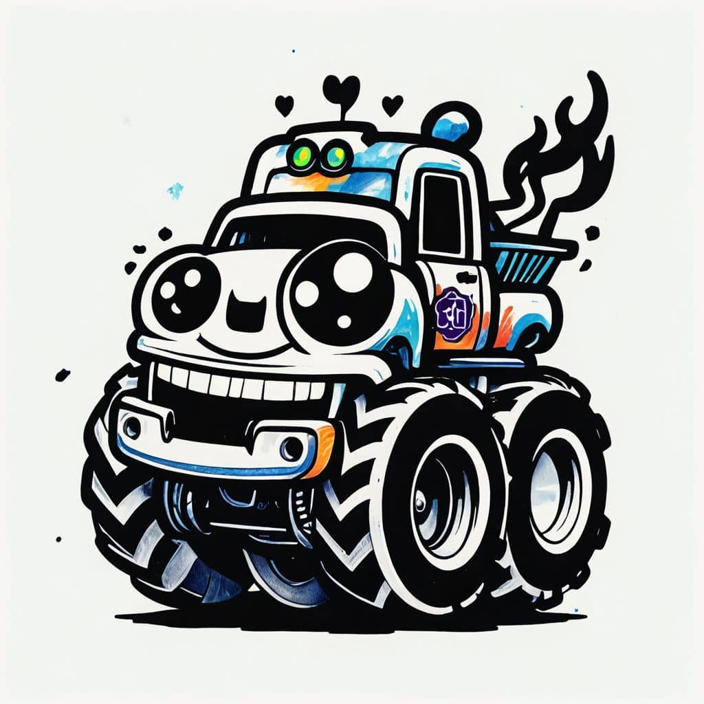 Colored Fire-breathing Monster Truck exhaust