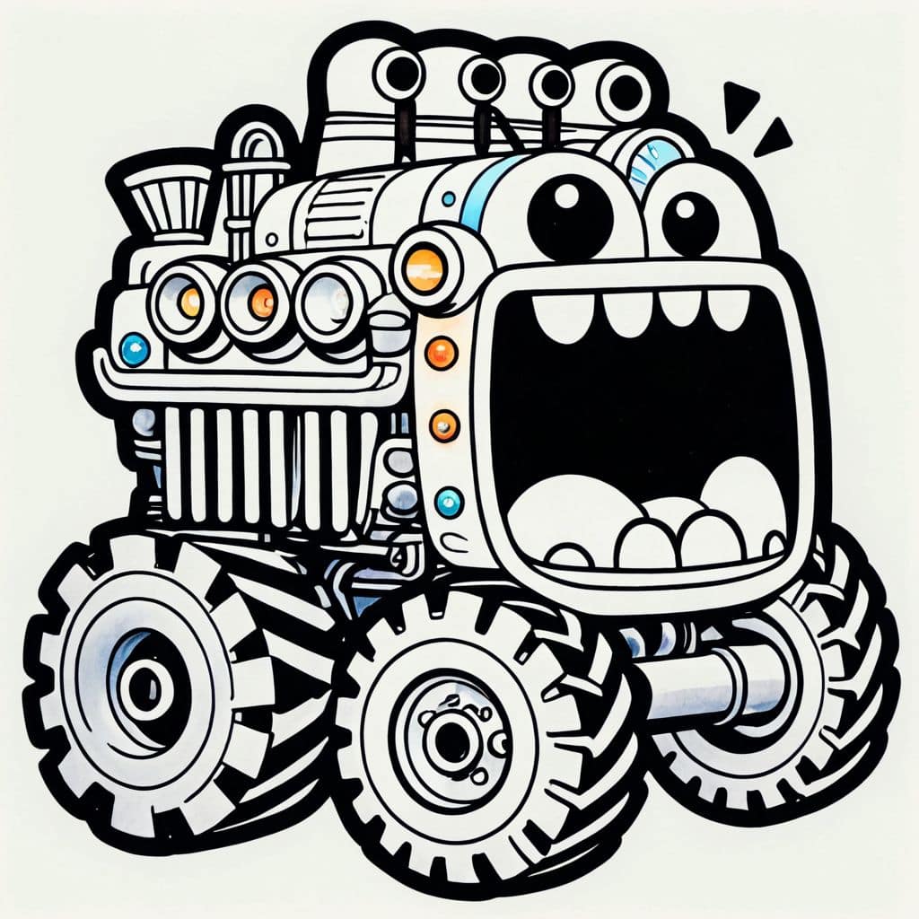 Colored Roaring Monster Truck engine