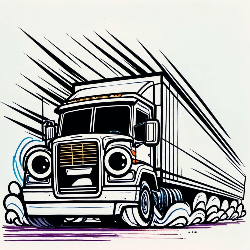 Colored Frightened Truck Approaching Big Jump
