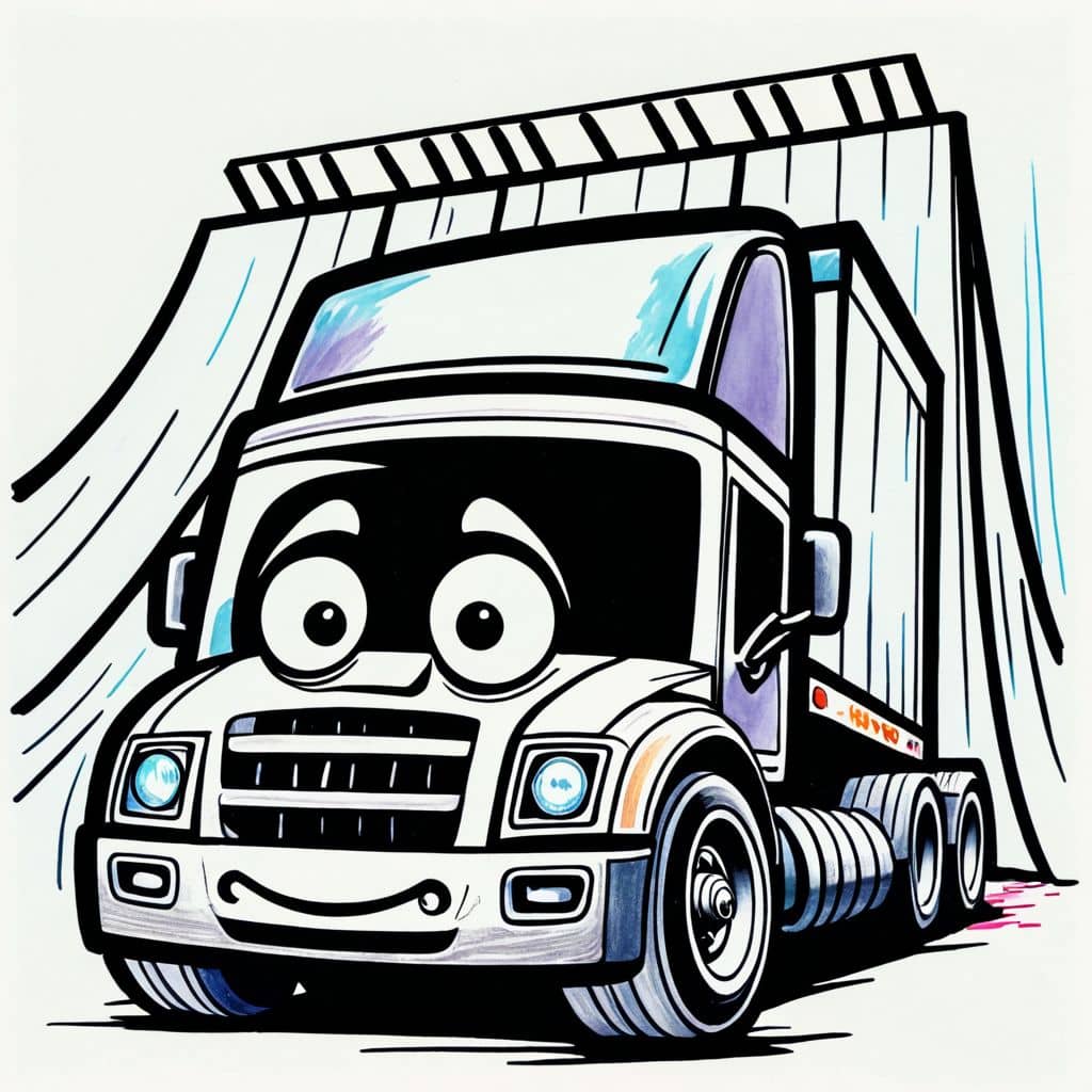 Colored Nervous Truck Before Stunt