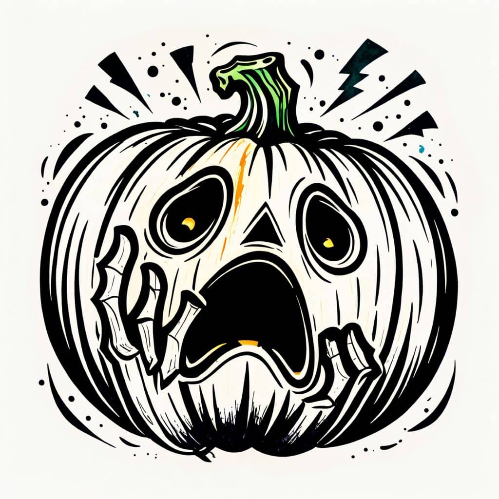 Colored Pumpkin Being Scared