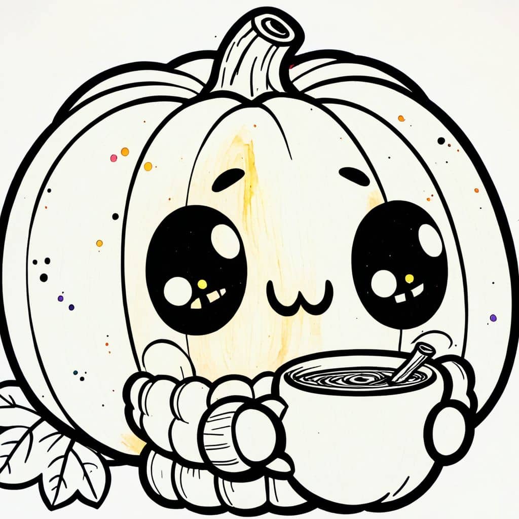 Colored Pumpkin holding spiced cider