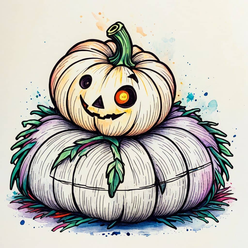Colored Pumpkin on Hay Bale