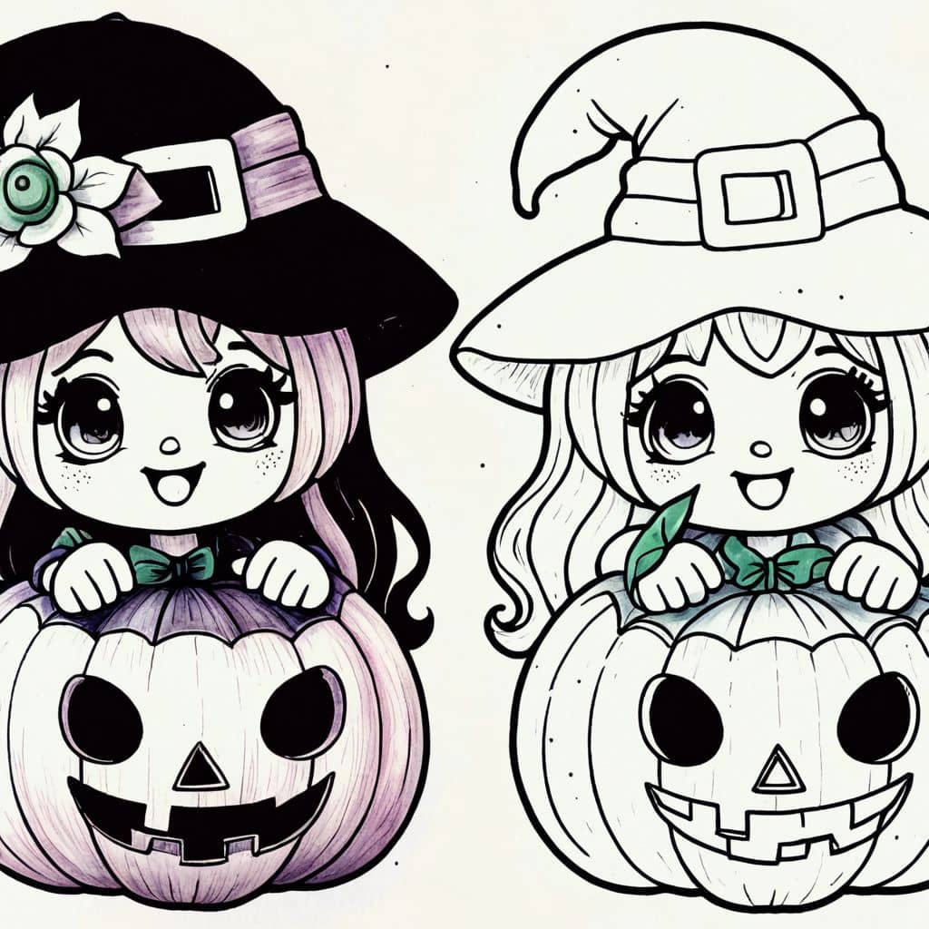 Colored Witch Sculpting Jack-o-Lantern