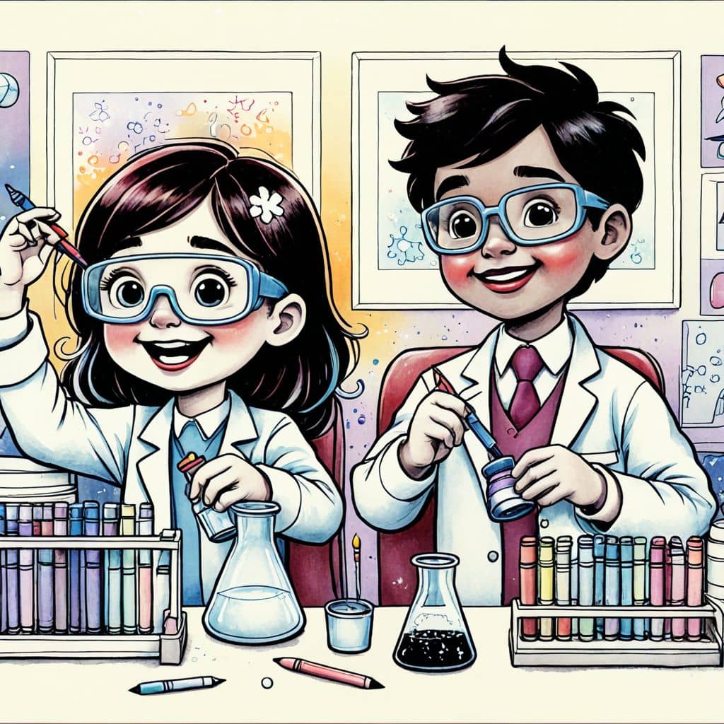 Colored Chemist Mixing Solutions