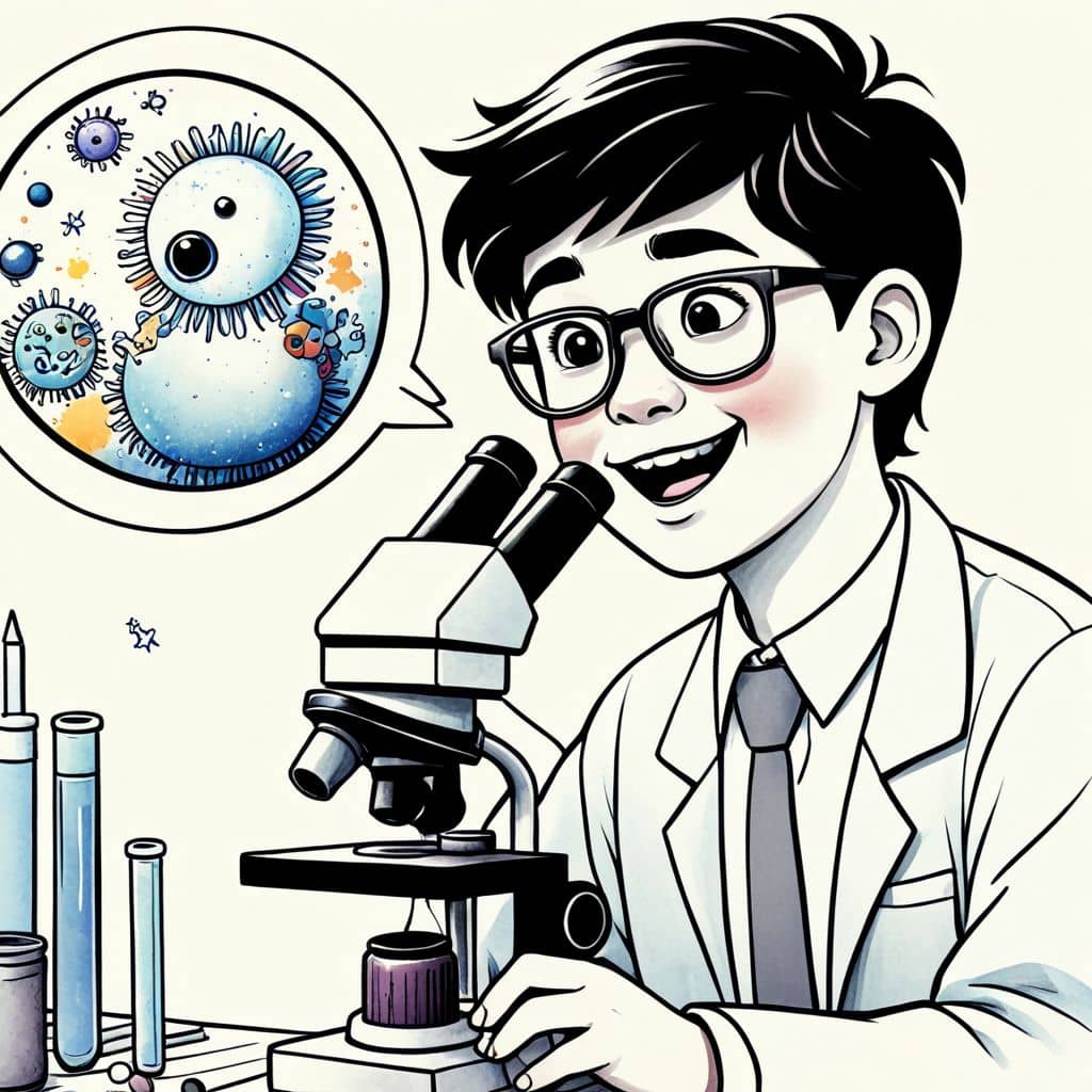 Colored Biologist Observing Microorganism