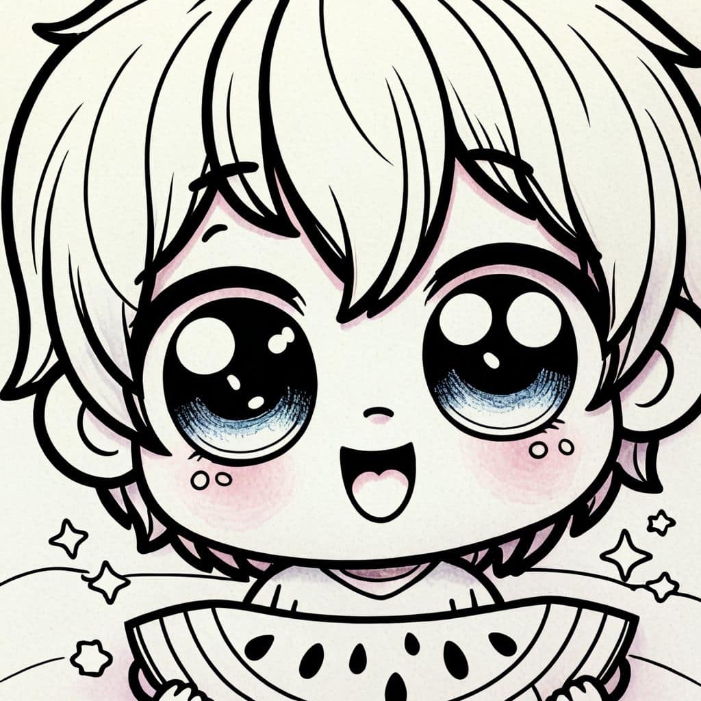 Colored Child eating watermelon