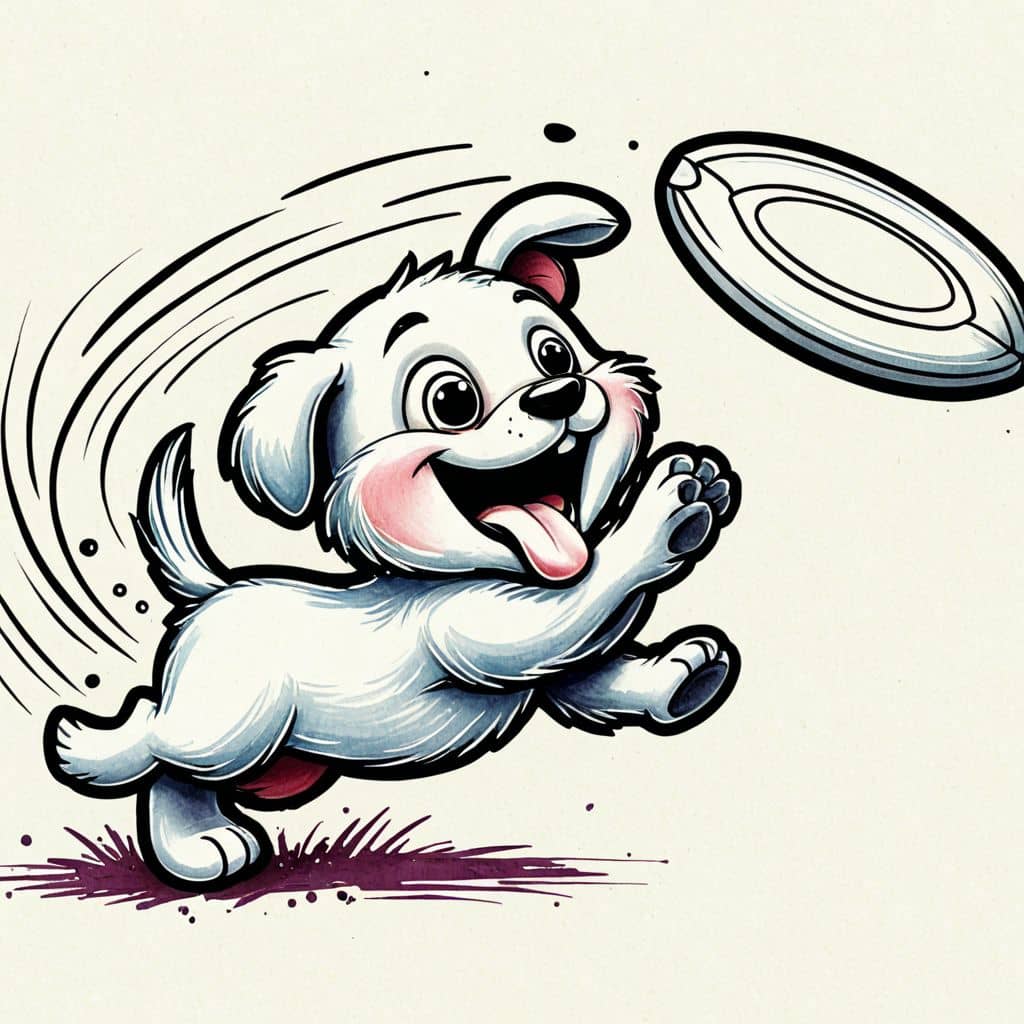 Colored Puppy playing frisbee
