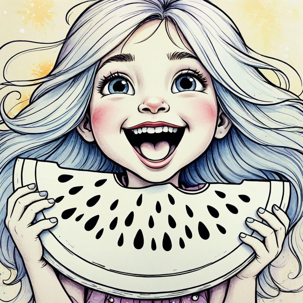 Colored Girl eating watermelon