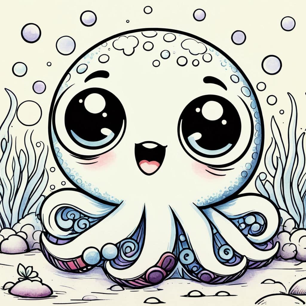 Colored Octopus exploring seabed