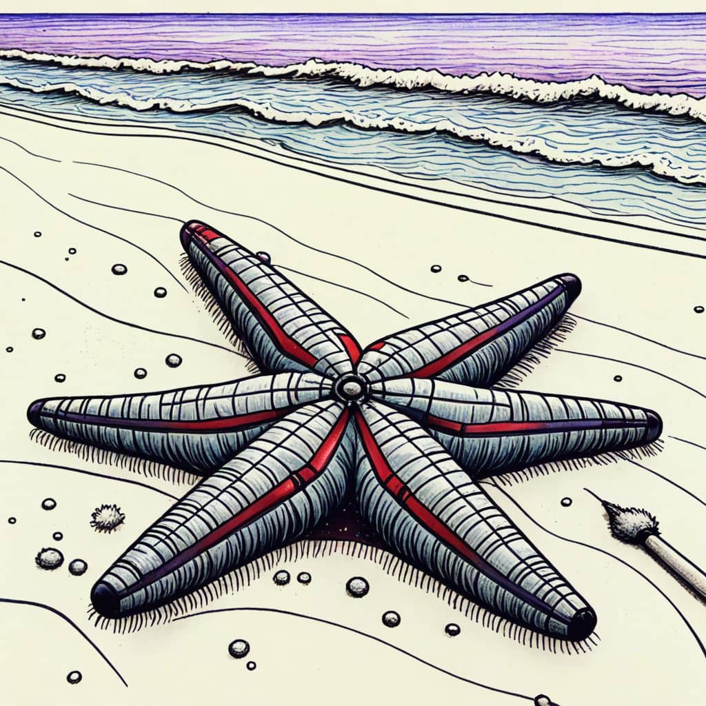 Colored Starfish on sandy shore
