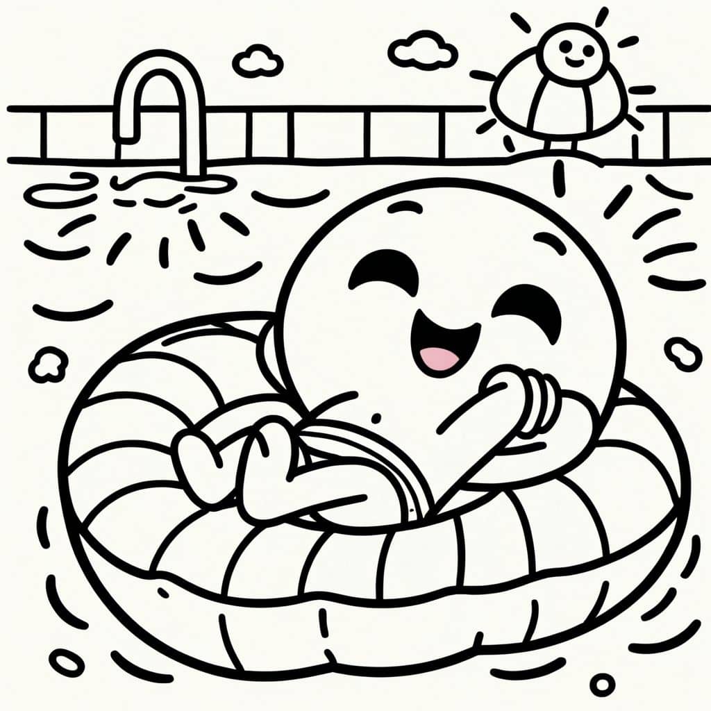 Colored Sunbathing on a pool float