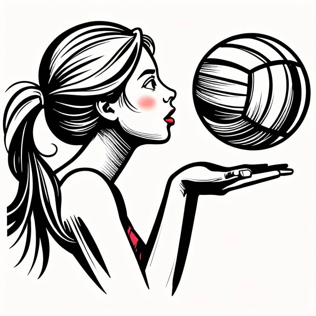 Colored Girl blowing beach volleyball
