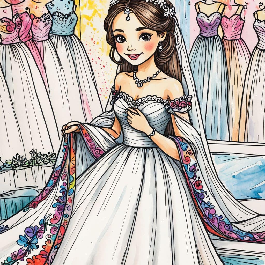 Colored Bride selecting dress
