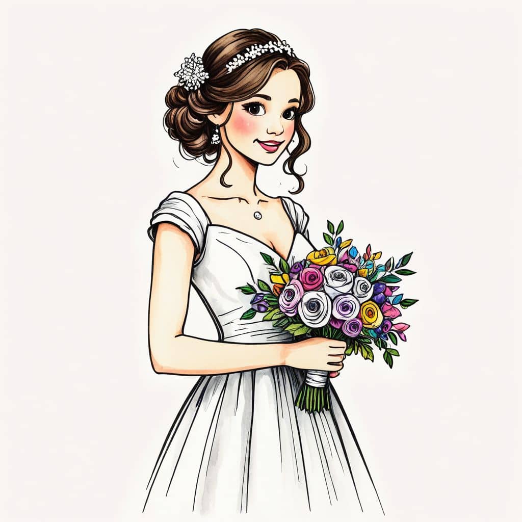 Colored Bridesmaid with Bouquet