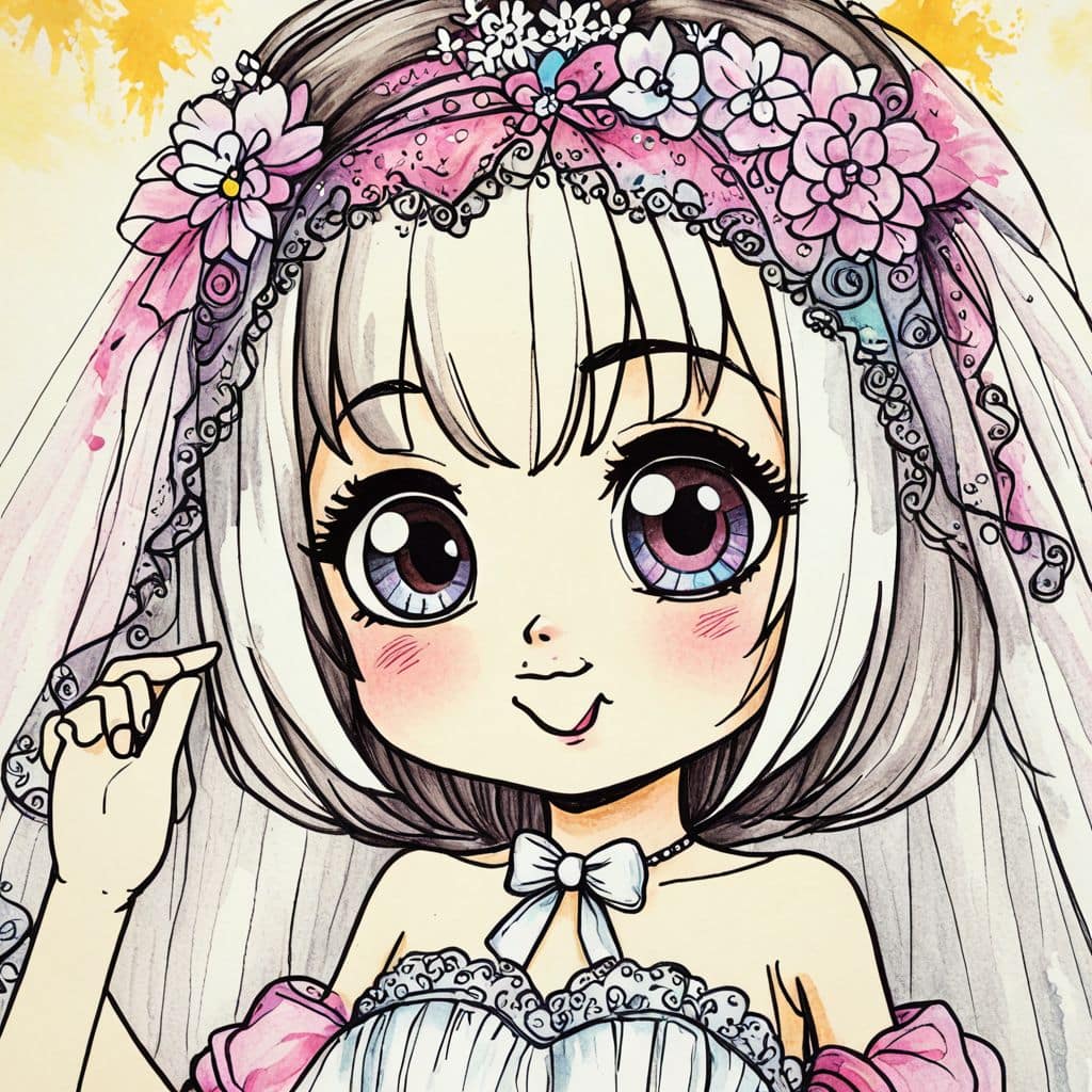 Colored Bride trying veil