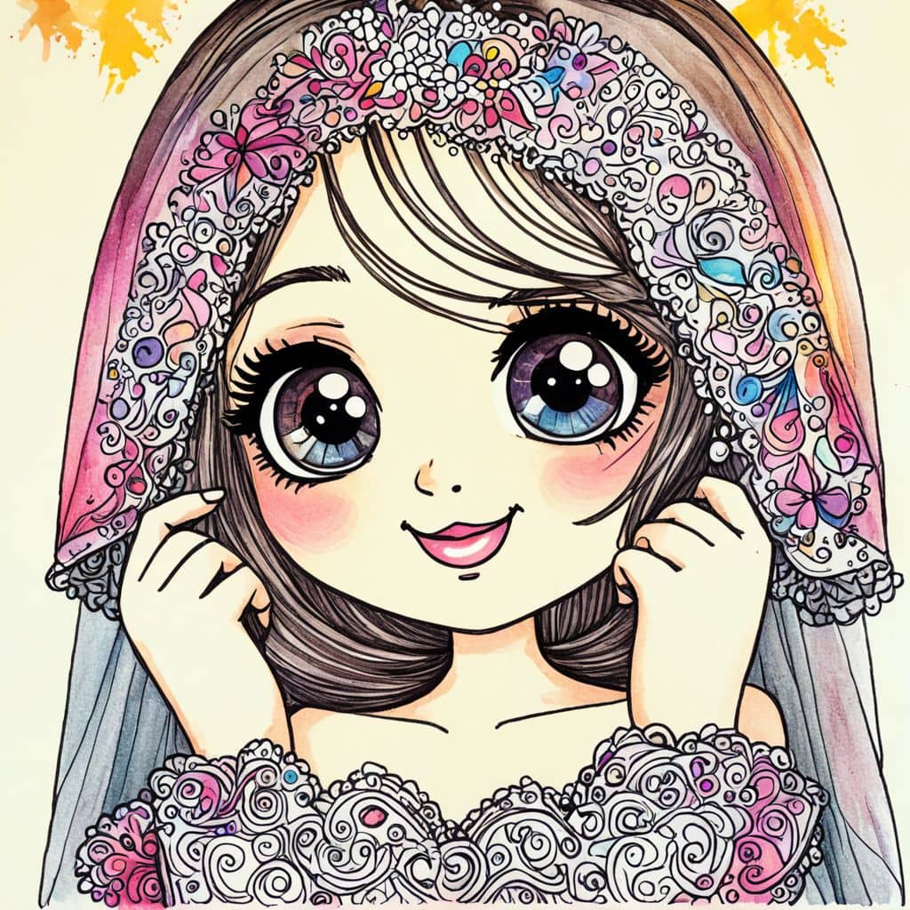 Colored Woman trying on veil