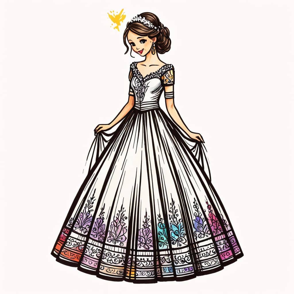 Colored Bride in summer A-line gown