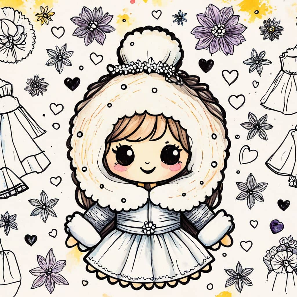 Colored  Fur-lined winter bridal ensemble