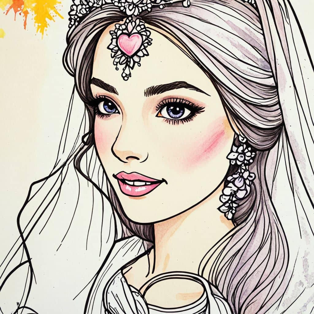 Colored Bride applying makeup