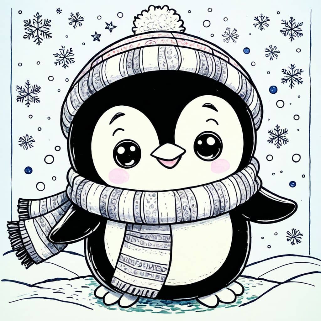 Colored Scarf-Wrapped Penguin