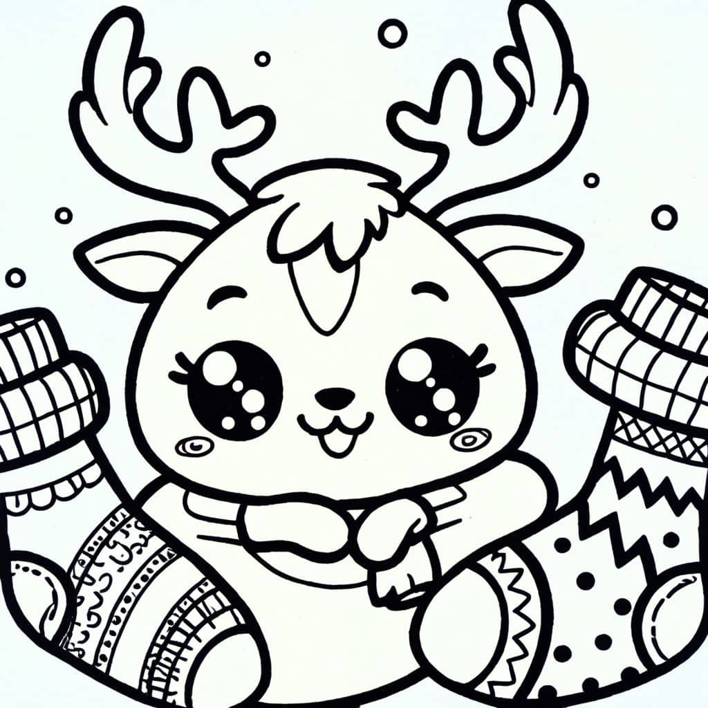 Colored Socks on a Reindeer.