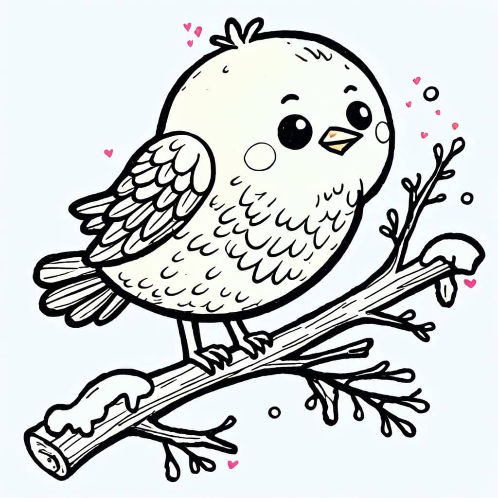 Colored Bird Perched on Icy Twig