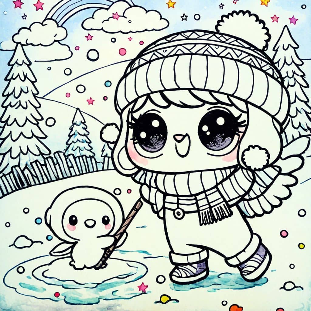 Colored Making Snow Angels