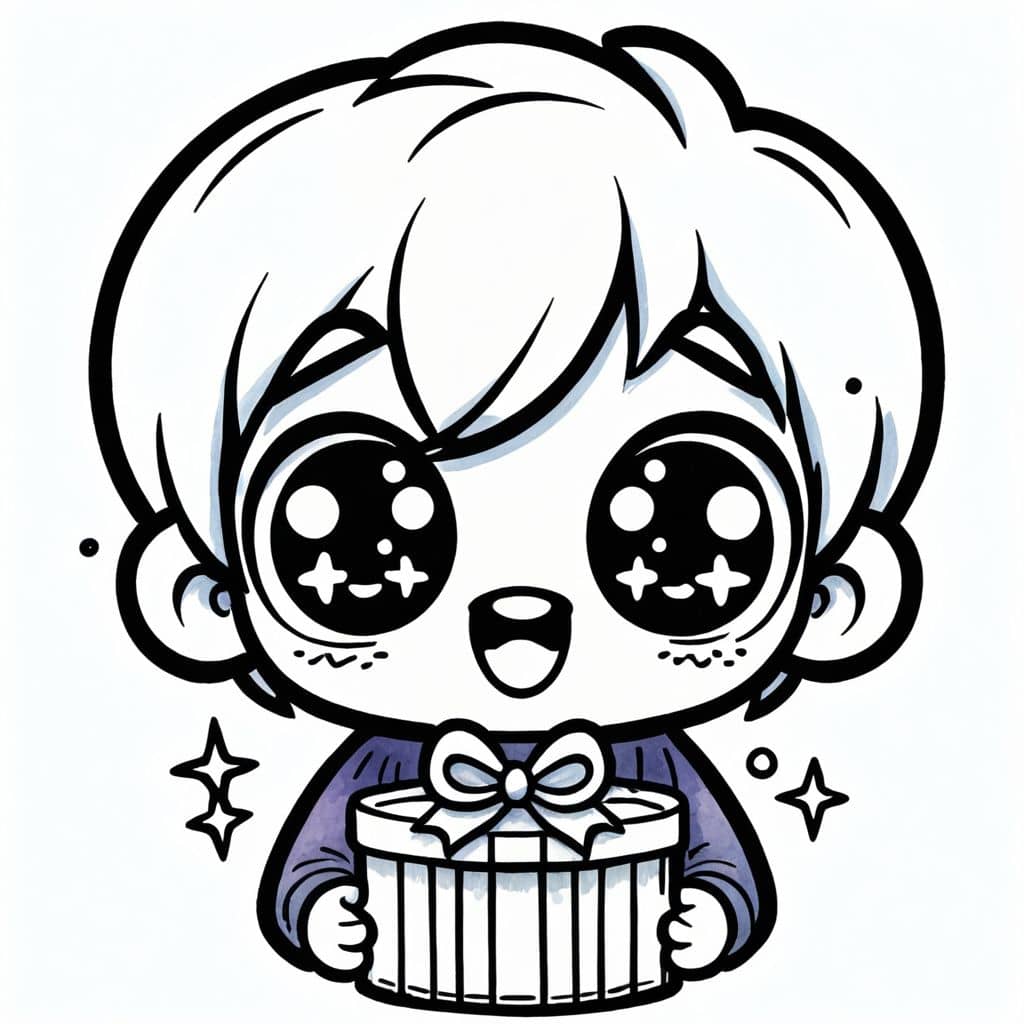 Colored Child opening gift